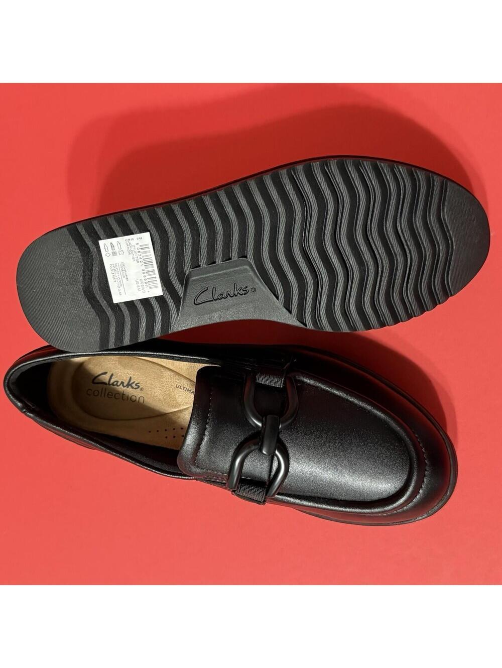 Clark’s Collection Zylah May Black leather Loafer Jacket Ultimate Comfort Women - Picture 7 of 9